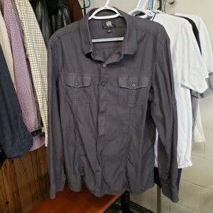 Rock & Republic ~ Long Sleeve Roll-Tab Button Up Shirt~ Men’s XL ~ Deep Gray